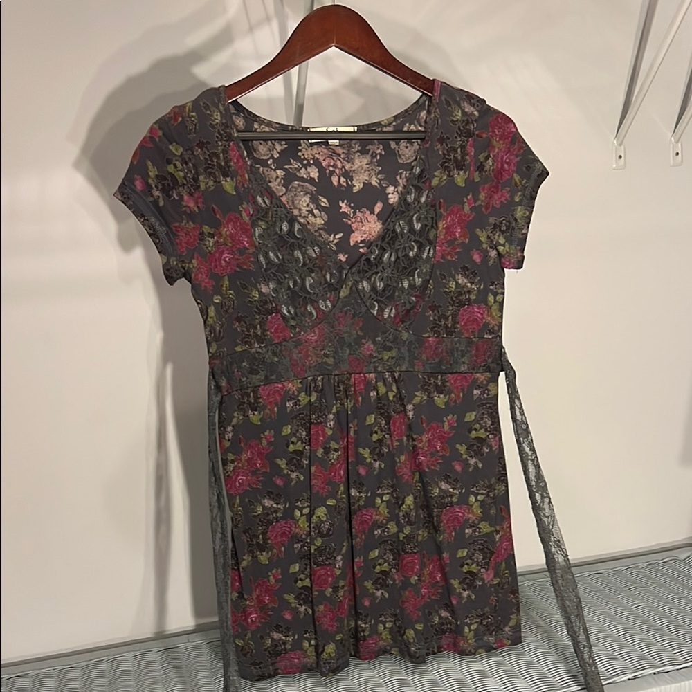 Floral Lace Trim Dress